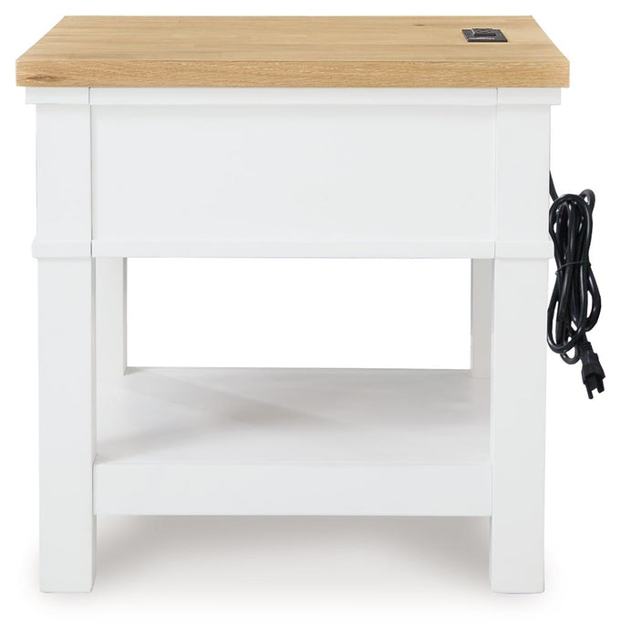 Ashbryn - White / Natural - Rectangular End Table