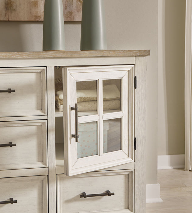Shaybrock - Antique White / Brown - Dresser And Mirror