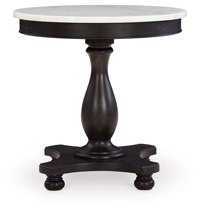 Henridge - Black / White - Accent Table With Pedestal Base