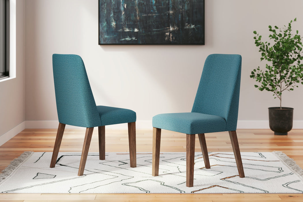 Lyncott - Blue / Brown - Dining Uph Side Chair (Set of 2)
