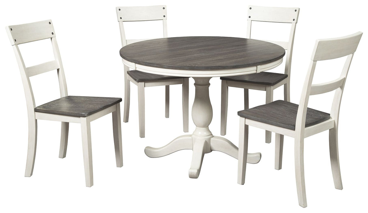 Nelling - White / Brown / Beige - 6 Pc. - Dining Room Table, 4 Side Chairs