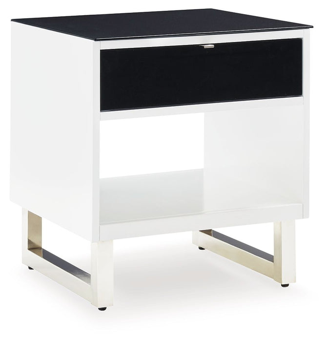 Gardoni - White / Black - Rectangular End Table