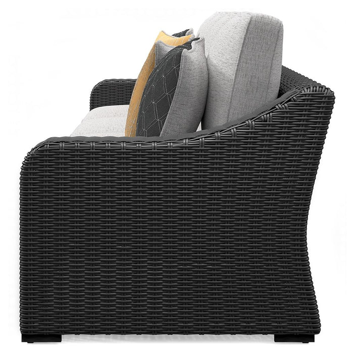 Beachcroft - Black / Light Gray - 2-Piece Outdoor Loveseat With Cushion
